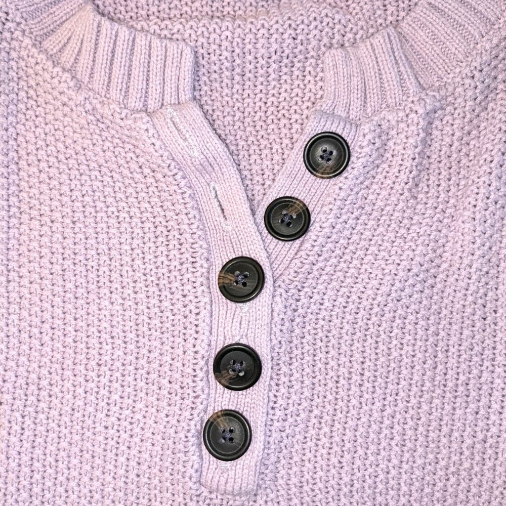 American Eagle Knit Sweater Ribbed Neck and Hem Lt Purple Sz S - Picture 5 of 6